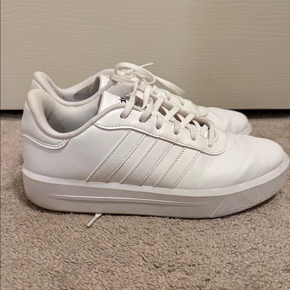 Adidas White Shoes with Black Accents